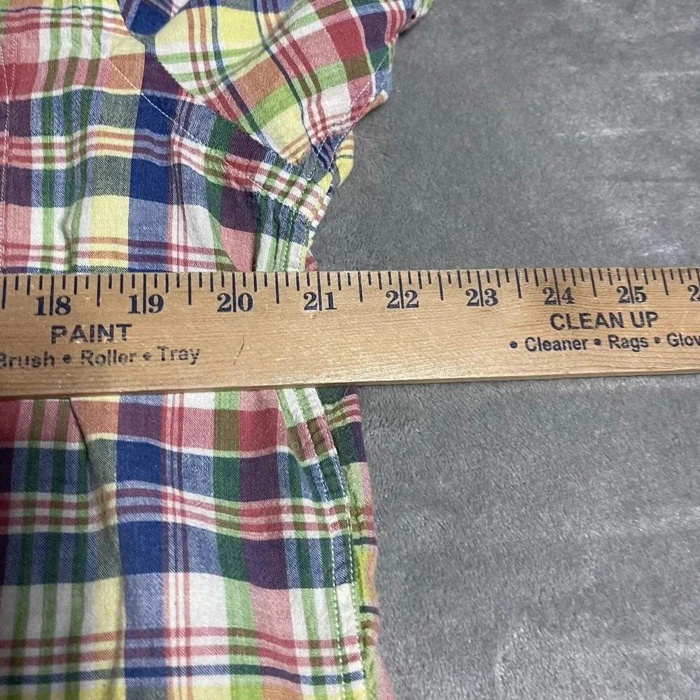Polo Ralph Lauren Shirt Mens Large Foster Trim Fit Cotton Plaid Loop Collar‎